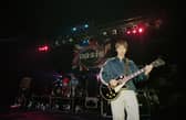 Noel Gallagher of British rock group Oasis live at the Astoria in London, 19th August 1994.