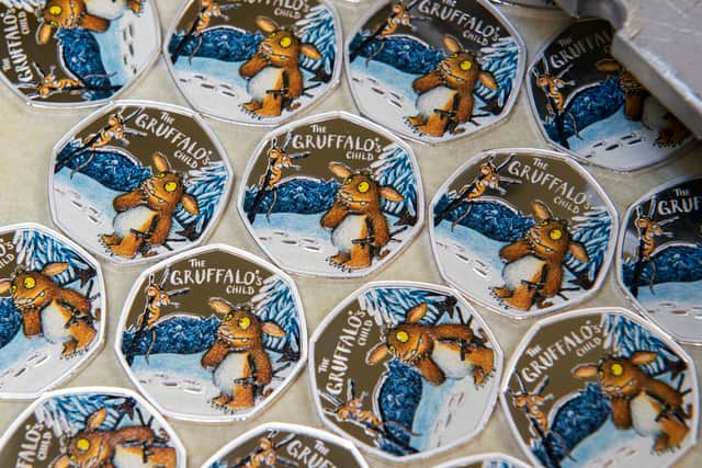 The new commemorative 50p coin showing The Gruffalo's Child to mark 20 years since the story was first published. Picture: Royal Mint/PA Wire