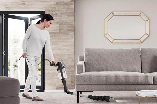 The Flexology system enables stick vacuums to slip under furniture easily