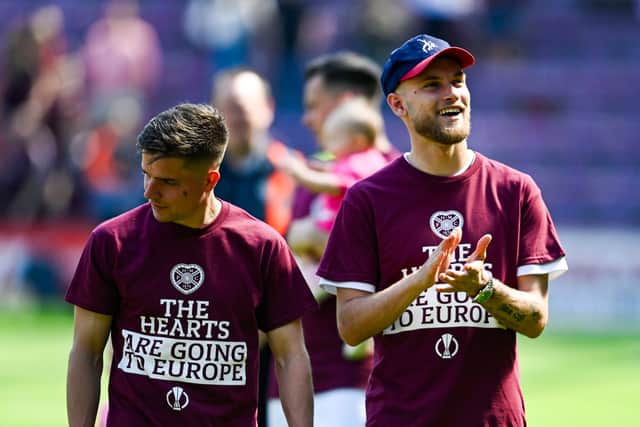Nathaniel Atkinson, right, could leave as the right-back is out of the first-team picture at Hearts.