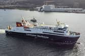 The Caledonian MacBrayne ferry MV Glen Sannox undergoing an earlier sea trial in February, accompanied by tugs, on a short trip under her own propulsion from Ferguson Marine yard in Port Glasgow. Picture: Jane Barlow/PA Wire