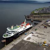 The Glen Sannox ferry moored at Inchgreen in Greenock. Picture: John Devlin