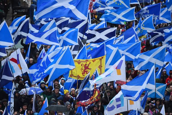Scottish independence supporters on the march. Picture: Andy Buchanan/AFP via Getty Images