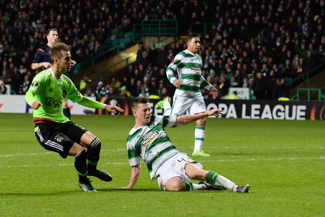 Vaclav Cerny scores for Ajax against Celtic in 2015.