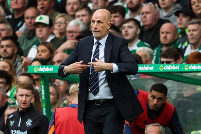 Rangers manager Philippe Clement issues instructions during the 3-0 defeat by Celtic.