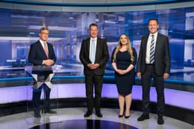Colin Mackay with Murdo Fraser, Meghan Gallacher and Russell Findlay at the STV Scottish Tories leadership debate