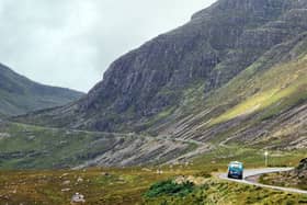 A vehicle drives on the North Coast 500 route, a few miles outside of Applecross. Picture: John Devlin