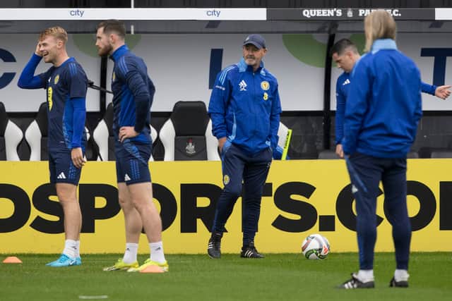 Scotland head coach Steve Clarke surveys a training session at The City Stadium, on September 02, 2024, in Glasgow, Scotland. (Photo by Craig Williamson / SNS Group)