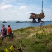 The last oil rig from the Brent Field in the North Sea is towed into the mouth of the River Tees for dismantling (Picture: Ian Forsyth)