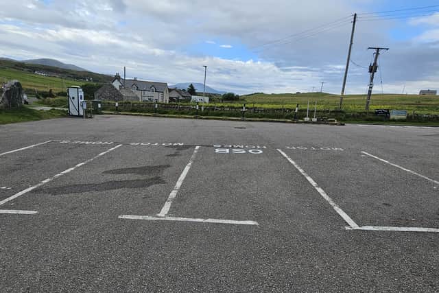 Council car parks with designated spaces for motorhomes. It sits a few hundred yards from the boundary of Sango Sands Oasis Campsite.