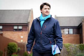 Former Scottish Conservative leader Ruth Davidson, on the campaign trail in Davidson Mains in Edinburgh. Picture: PA