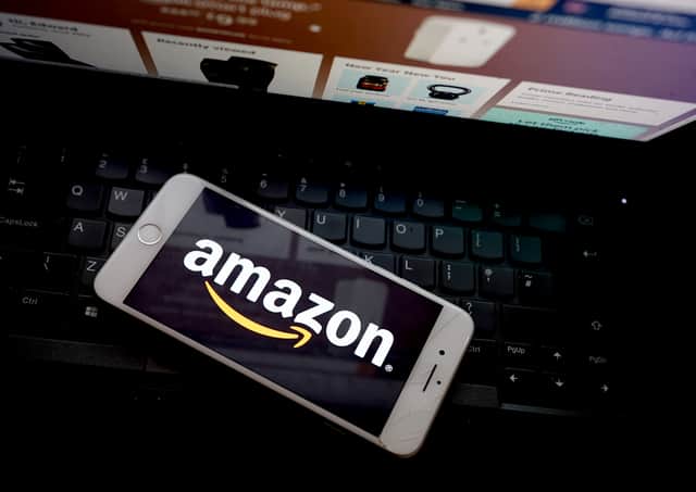 Amazon app seen on a mobile phone. Photo by Edward Smith/Getty Images
