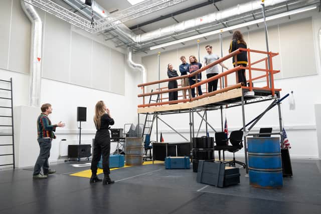Theatre makers Andy McGregor and Isla Cowan in rehearsals for their musical To Save The Sea. Picture: Ruari Barber-Fleming