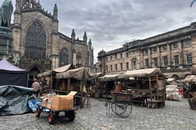Filming for Frankenstein is taking place outside St Giles Cathedral in Edinburgh. 