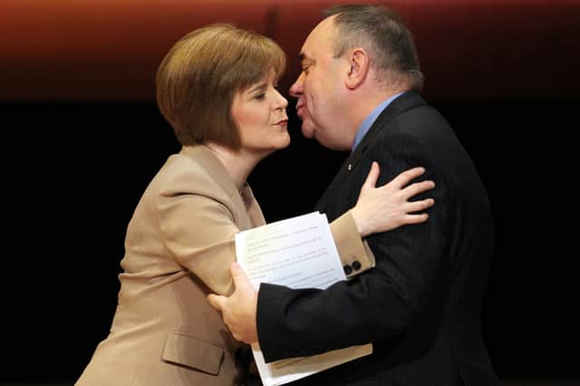 Sturgeon and Salmond together onstage at the annual SNP conference in 2012.