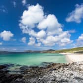 On the west coast of South Harris, in the Outer Hebrides, you will find the white sands of Luskentyre Beach