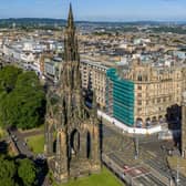 Aerial drone footage shows the site of the Jenners building on Princes Street as construction works start. Picture: GRAHAM