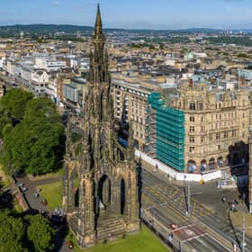 Aerial drone footage shows the site of the Jenners building on Princes Street as construction works start. Picture: GRAHAM