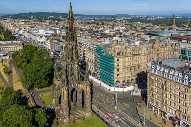 Aerial drone footage shows the site of the Jenners building on Princes Street as construction works start. Picture: GRAHAM