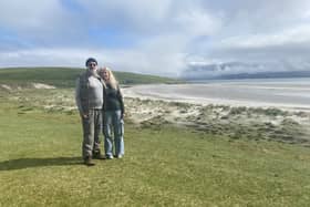 Singer Fish and his wife Simone on their new 35-acre croft on Berneray. 