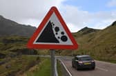 A falling rocks sign on the A83, near the Rest and Be Thankful. Picture: John Devlin