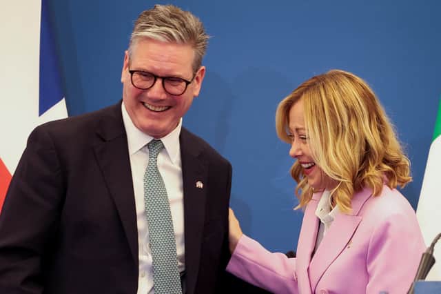 Keir Starmer met Italian Prime Minister Giorgia Meloni in Rome to talk about her approach to illegal migration (Picture: Phil Noble/WPA pool/Getty Images)