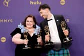 Jessica Gunning and Richard Gadd, winners of the Outstanding Limited or Anthology Series for Baby Reindeer during the 76th Primetime Emmy Awards.