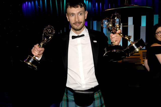 Richard Gadd, creator of Baby Reindeer, celebrates his gong success as he attends the Governor's Gala for the 76th Primetime Emmy Awards. Picture: Kevin Winter/Getty Images