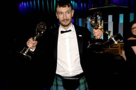 Richard Gadd, creator of Baby Reindeer, celebrates his gong success as he attends the Governor's Gala for the 76th Primetime Emmy Awards. Picture: Kevin Winter/Getty Images