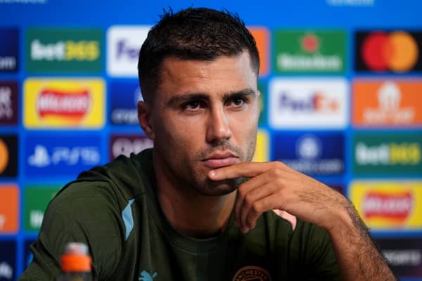 Manchester City's Rodri raises the prospect of player strikes during a press conference at the City Football Academy, Manchester. Picture date: Tuesday September 17, 2024.