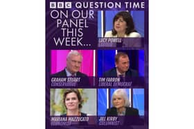 This is the lineup for the first in the new series of political debate programme Question Time.