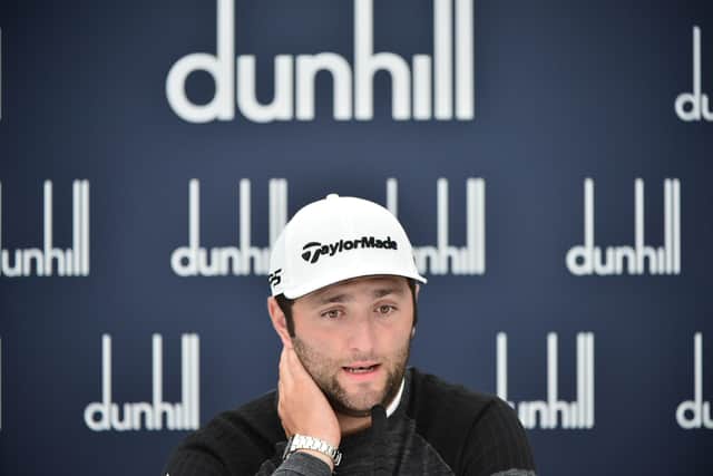 Jon Rahm speaks to the media on his one and only Alfred Dunhill Links Championship appearance so far in 2019. Picture: Getty Images