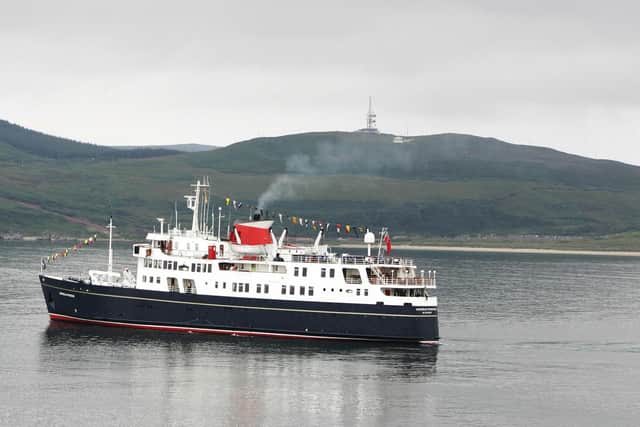 The Hebridean Princess leaves Port Ellen on Islay. Picture: PA