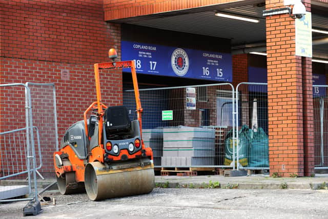Building work continues at Ibrox as they finish off changes to the Copland Stand.
