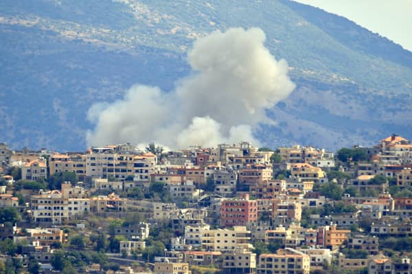 Smoke billows from the site of an Israeli airstrike in the southern Lebanese village of Khiam near the border. Picture: AFP via Getty Images