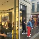 The Peta protestors interrupted the opening of Gucci in Edinburgh, the brand's first standalone UK store outside of London. 