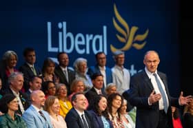 Liberal Democrat leader Ed Davey delivers his keynote speech at the Liberal Democrat autumn conference in Brighton (Picture: Carl Court)