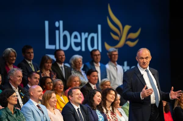Liberal Democrat leader Ed Davey delivers his keynote speech at the Liberal Democrat autumn conference in Brighton (Picture: Carl Court)