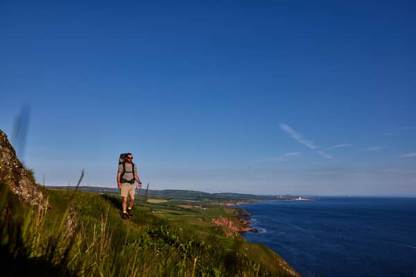 David Lyons heading south towards Eyemouth on his Slow Waves hike