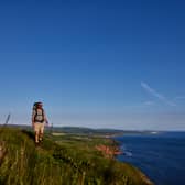 David Lyons heading south towards Eyemouth on his Slow Waves hike