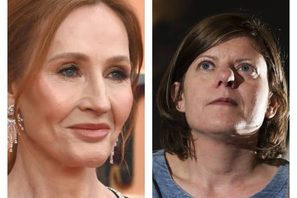 Author JK Rowling (left) has criticism Rape Crisis Scotland chief executive Sandy Brindley