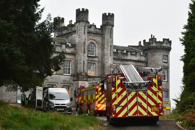 Fire engines outside Airth Castle Hotel. Picture: Michael Gillen