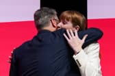 Angela Rayner, the Deputy Prime Minister, and Keir Starmer embrace after she delivered her speech at the Labour party conference in Liverpool (Picture: Ian Forsyth)