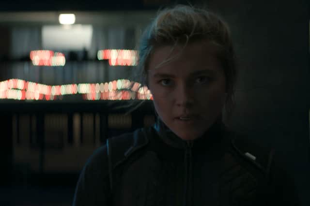 Florence Pugh as Yelena Belova in Hawkeye.