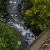 Foam floating along the River Tame after reports of pollution
