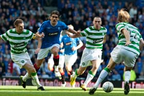 Pedro Mendes in action for Rangers against Celtic during the 2009-10 season. 