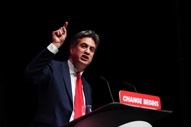Ed Miliband, Secretary of State for Energy Security and Net Zero, addresses the Labour Party conference in Liverpool this week.