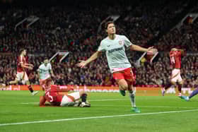 Ex-Rangers forward Sam Lammers celebrates his goal against Man Utd that earned FC Twente a 1-1 draw at Old Trafford in the Europa League opener. (Photo by Carl Recine/Getty Images)