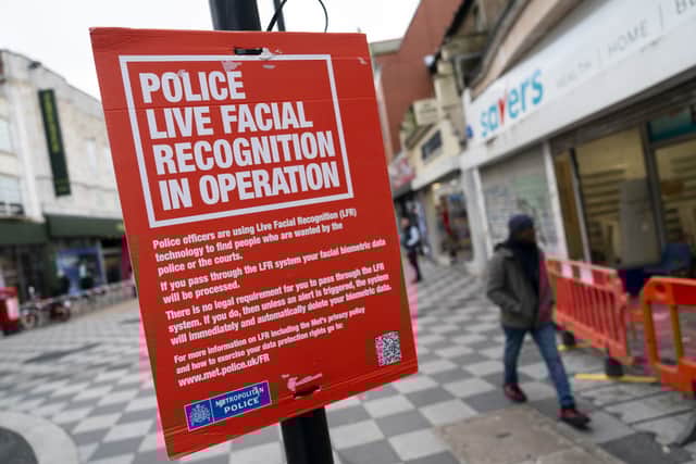 The Metropolitan Police deploying the use of live facial recognition technology in Croydon, south London, earlier this year. Picture: PA