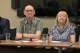 Peter and Florence Fanning, of Coatbridge, North Lanarkshire, speaking at a press conference in Edinburgh. Picture: Craig Paton/PA Wire